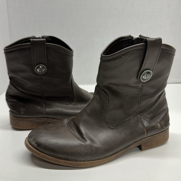 Frye Melissa Button Short Ankle Boots Bootie in Slate Brown Kids Girls Size 13 - Picture 1 of 11